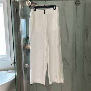Boden, White Linen, High Waisted, Wide Leg Pants, Size 8
